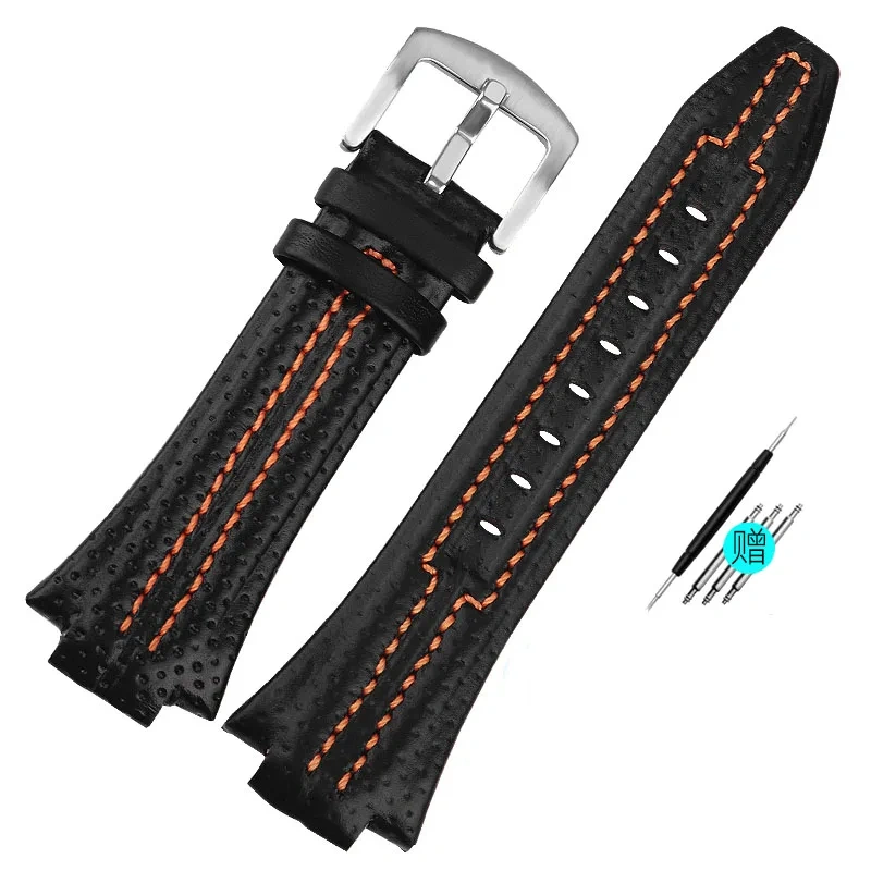 Genuine Leather Watchband Raised for Seiko sportura SNL029P2 SNL021P1 SNA595P2 SNL017P1 Watch Strap belt Men's Bracelet 27×15MM
