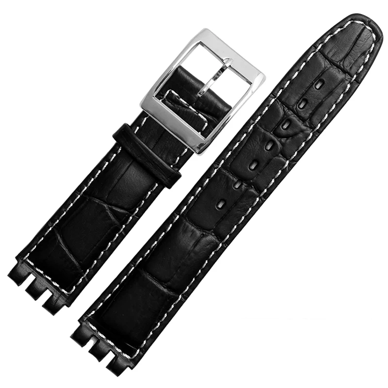17mm 19MM Waterproof Bracelet For SWATCH High Quality Genuine Leather Watchband Men's and Women's Watch Chain Bump Mouth Strap