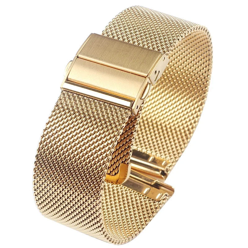 Mesh Milanese Watch Band Quick Release Stainless Steel Bracelet Adjustable Strap Folding Buckle for DW Watch 16mm 18mm 20mm 22mm