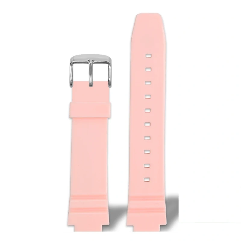 Silicone rubber watch strap 12mm Convex joint soft waterproof students black pink white men women watchband For CASIO LRW-250H