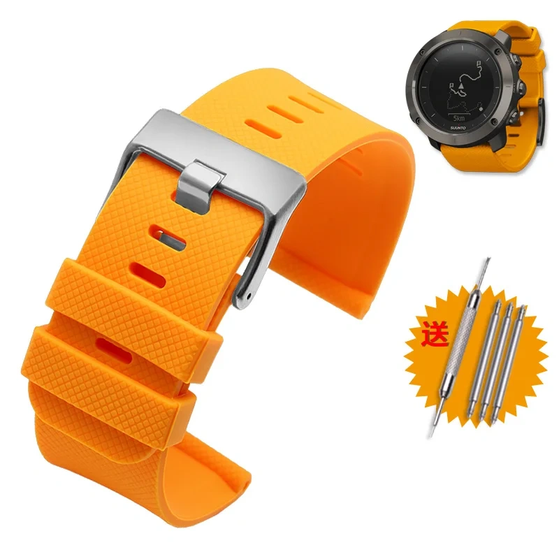 For suunto TRAVERSE series Alpha watch Sports Waterproof Rubber watchband orange 24mm silicone straps Men's watch accessories