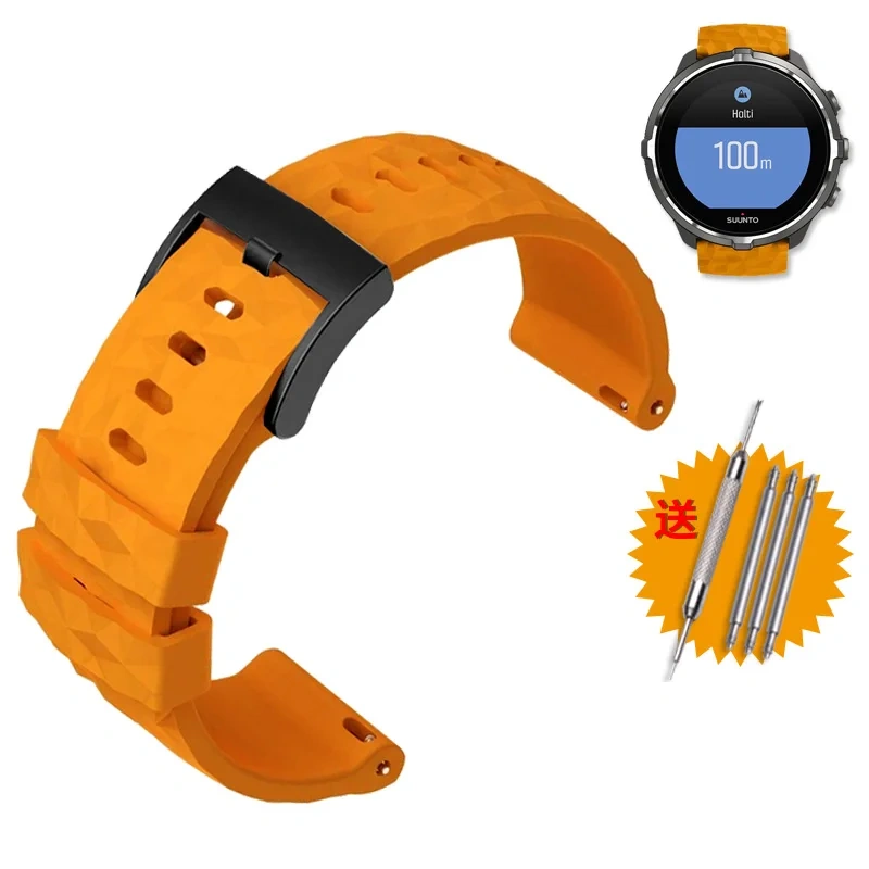For suunto TRAVERSE series Alpha watch Sports Waterproof Rubber watchband orange 24mm silicone straps Men's watch accessories