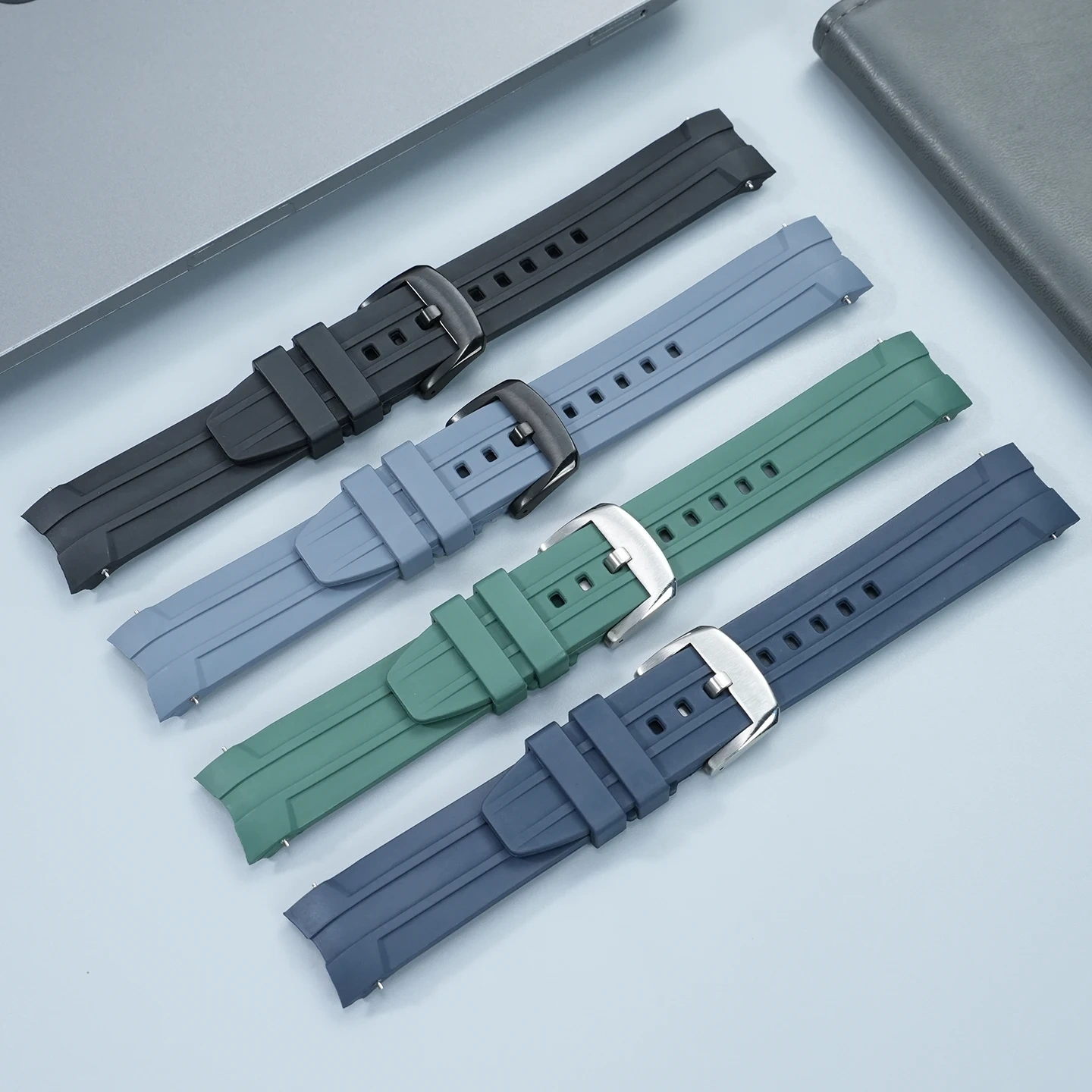 Arc interface Fluorous Rubber Strap For Longines Conquest Hydroconquest L3.781/L3.782/L3.742 watchband Men's Watch accessories