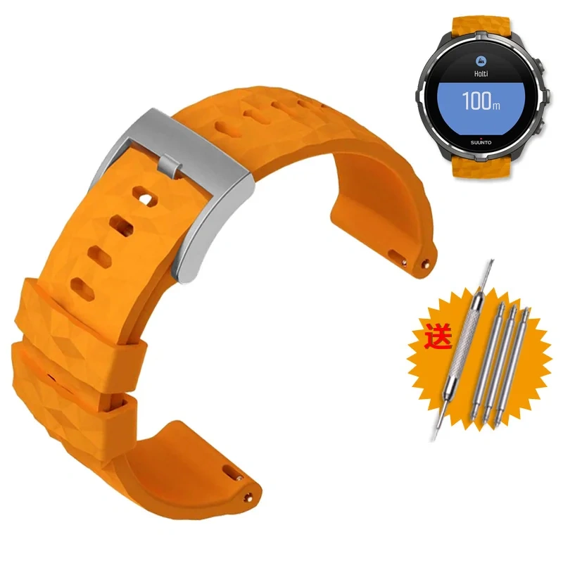For suunto TRAVERSE series Alpha watch Sports Waterproof Rubber watchband orange 24mm silicone straps Men's watch accessories
