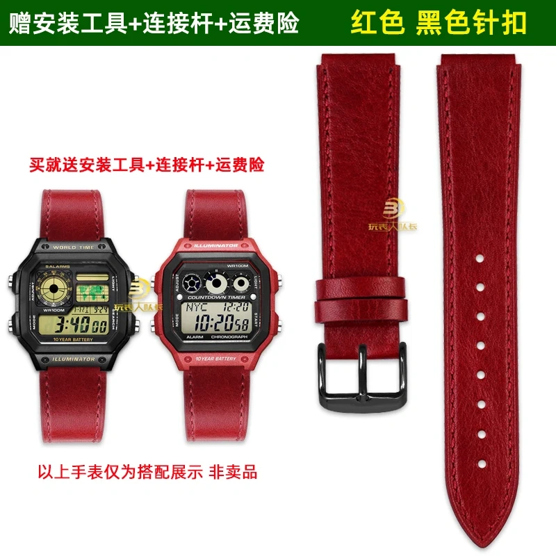 New Retro Cowhide Watchband For Casio W800H SGW400 F91W F84 F105/108/A158/168 AE1200/1300 Vintage Watch Bracelet Calfskin Strap