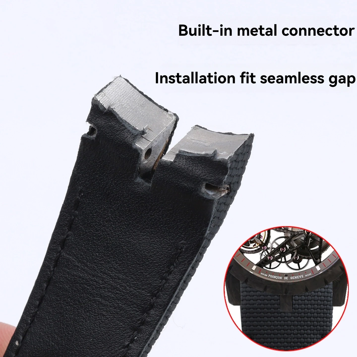For Roger Dubuis watch Strap Men's cowhide King Series EXCALIBUR Notched Watchband Fluorine rubber nylon texture strap