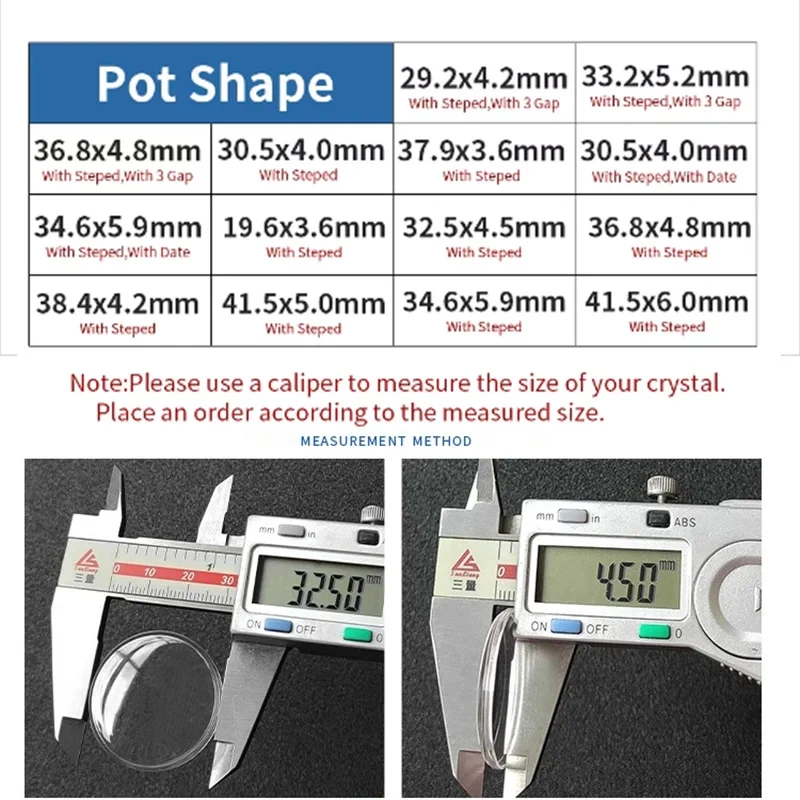 Acrylic watch lens for SWATCH Mirror plexiglass hat lid with step date window Diameter 19.6mm 29.2mm 34.6mm 37.9mm 41.5mm glass