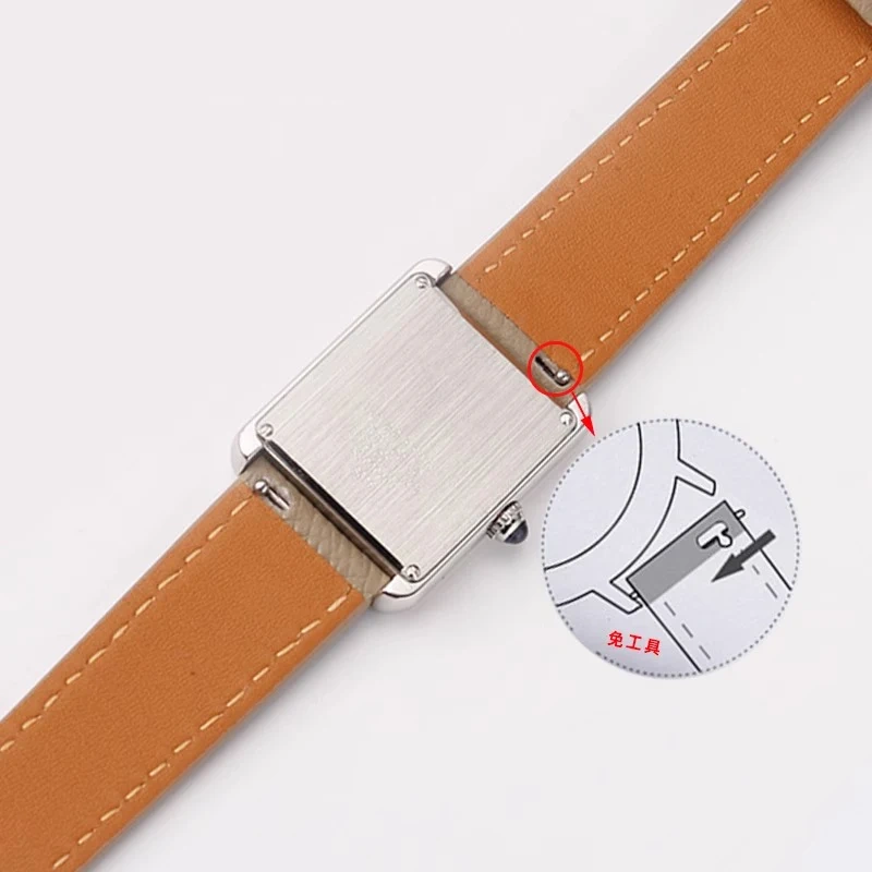 Cowhide watch strap for Cartier Tank SOLO London Clé de 14 16 18 20mm black brown white gray men women's watchband quick release