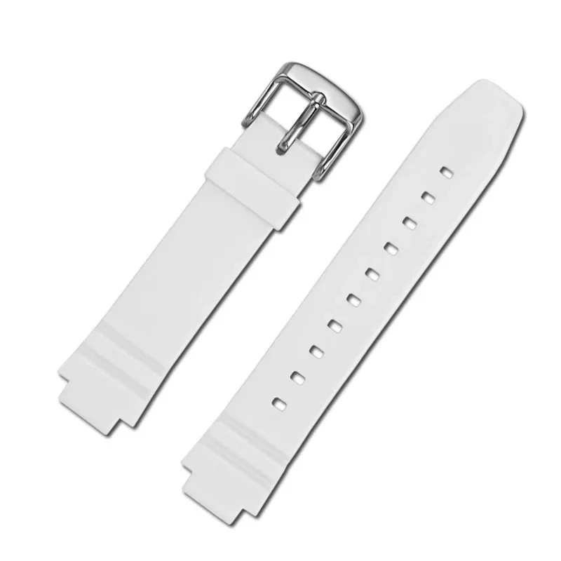 Silicone rubber watch strap 12mm Convex joint soft waterproof students black pink white men women watchband For CASIO LRW-250H