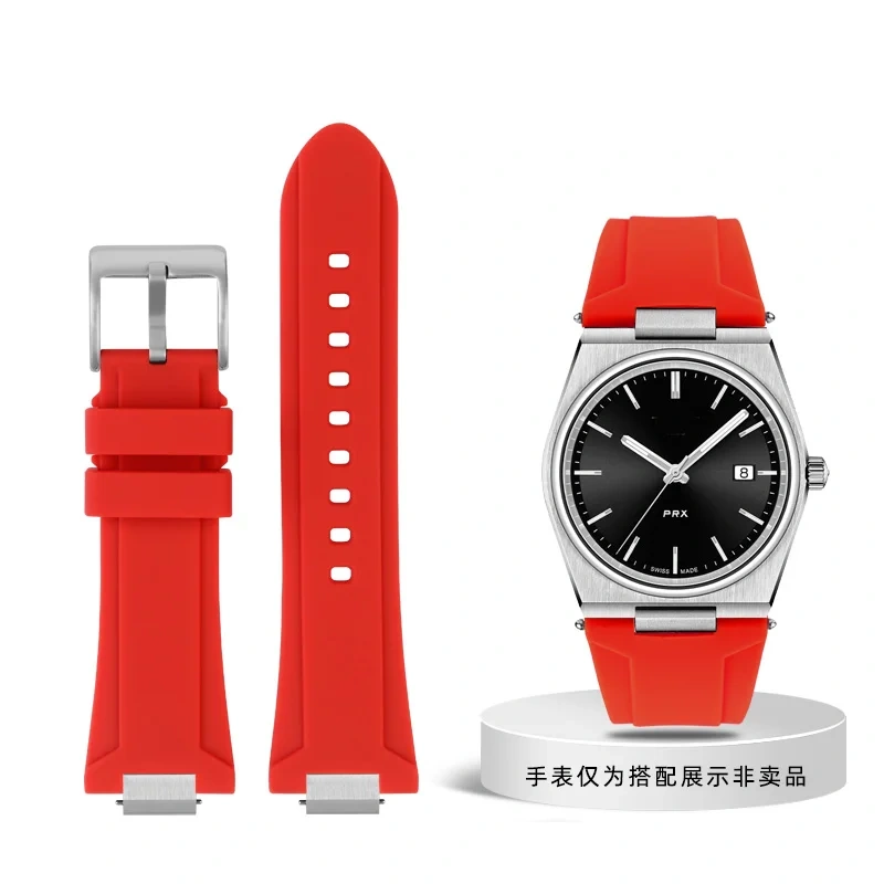 11mm 12mm Metal Convex Strap for Tissot PRX Series Super Player 35mm 40mm Rubber Quick Release Butterfly Buckle men's WatchBand