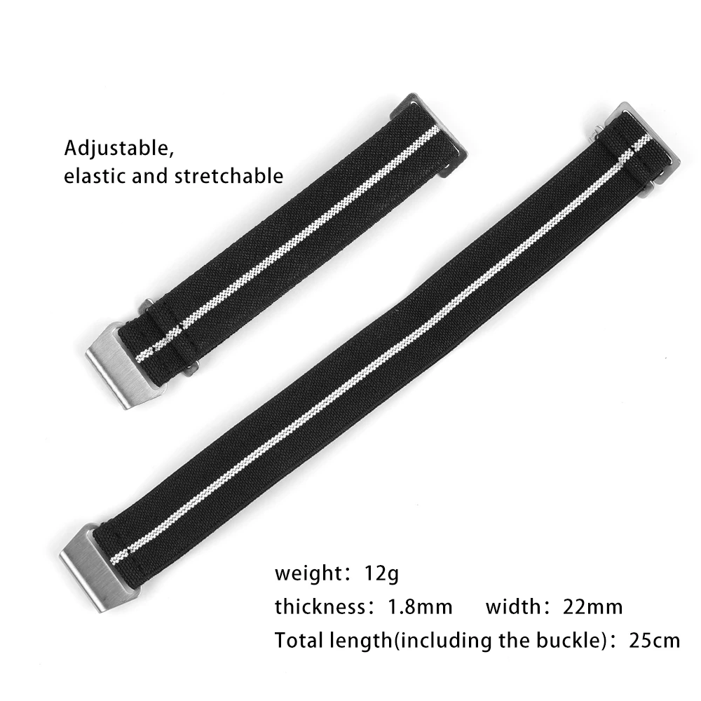 Premium French Troops Parachute Bag Elastic Watch Strap 18mm 20mm 22mm Nylon Watch Bands Universal Smart Watch Fabric Wristband