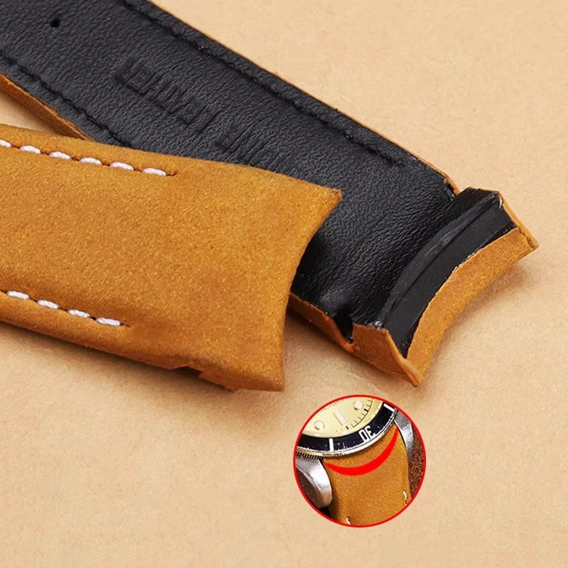 Cowhide watch strap for Tudor black bay 1958 M79363/M79360 Retro 20mm 22mm Arc interface black dark brown blue men's watchband