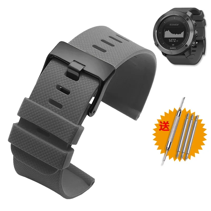 For suunto TRAVERSE series Alpha watch Sports Waterproof Rubber watchband orange 24mm silicone straps Men's watch accessories