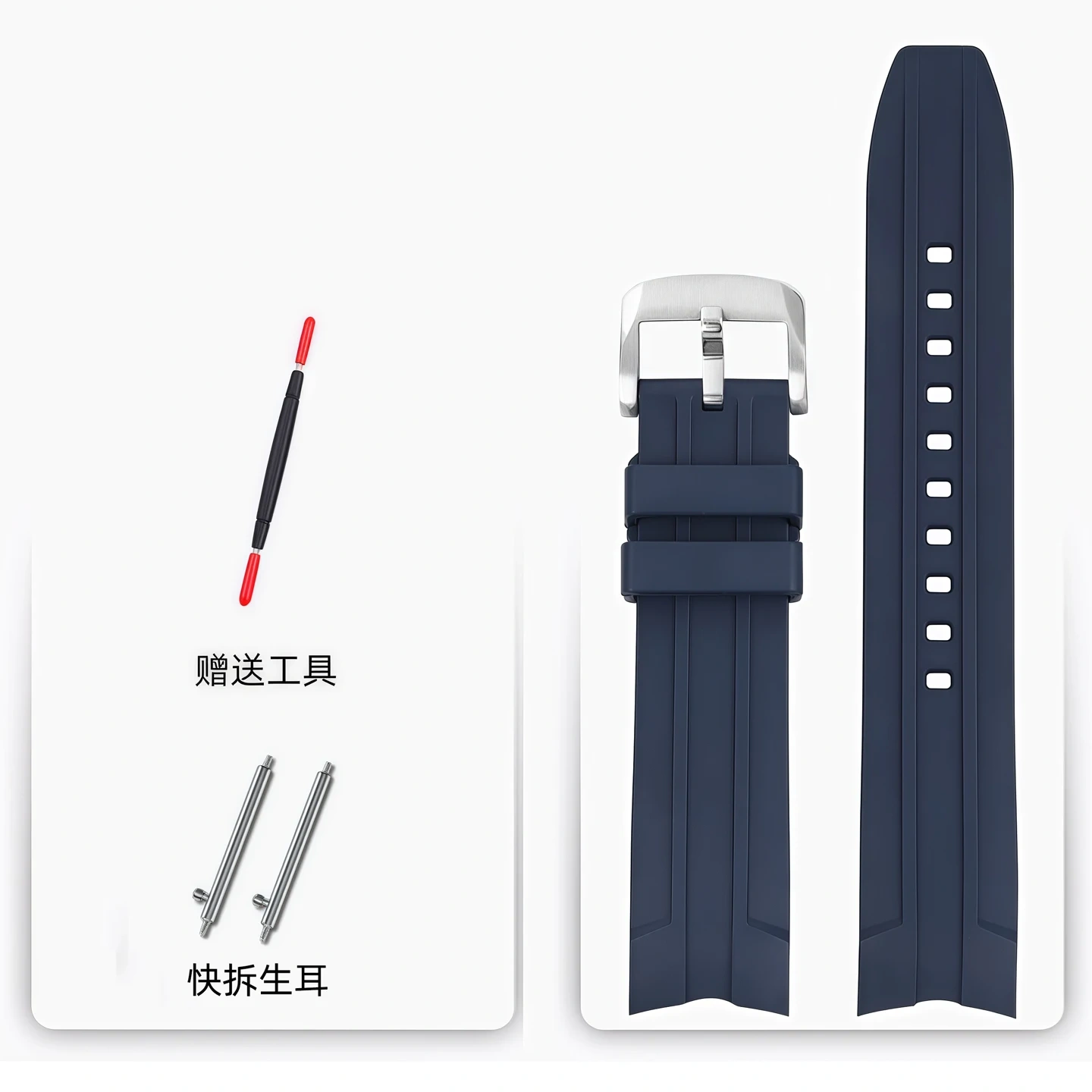 Arc interface Fluorous Rubber Strap For Longines Conquest Hydroconquest L3.781/L3.782/L3.742 watchband Men's Watch accessories
