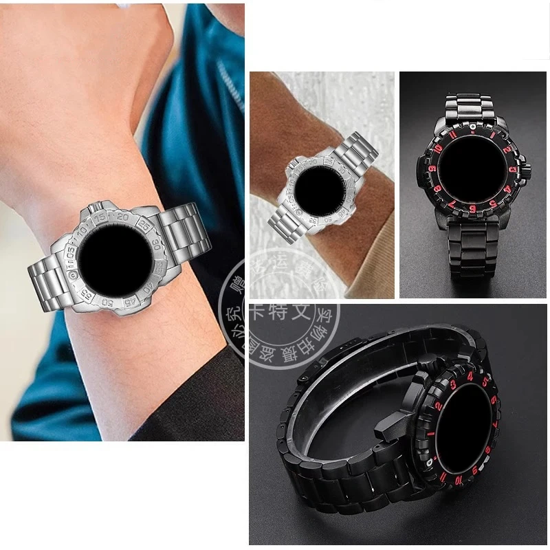 Stainless steel watch strap for Luminox 3051bo 22mm 23mm soild refined metal silver black watchband bracelet watch accessories