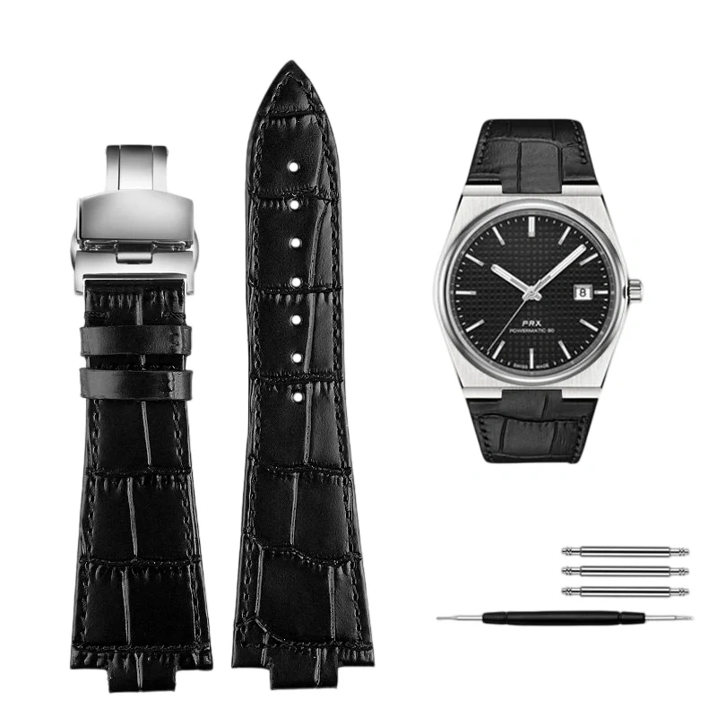 26*12mm Cowhide Watch Strap for Tissot PRX Series T137 407/410 series Wrist Band Replacement Bracelet Men Sport Watch Bracelet