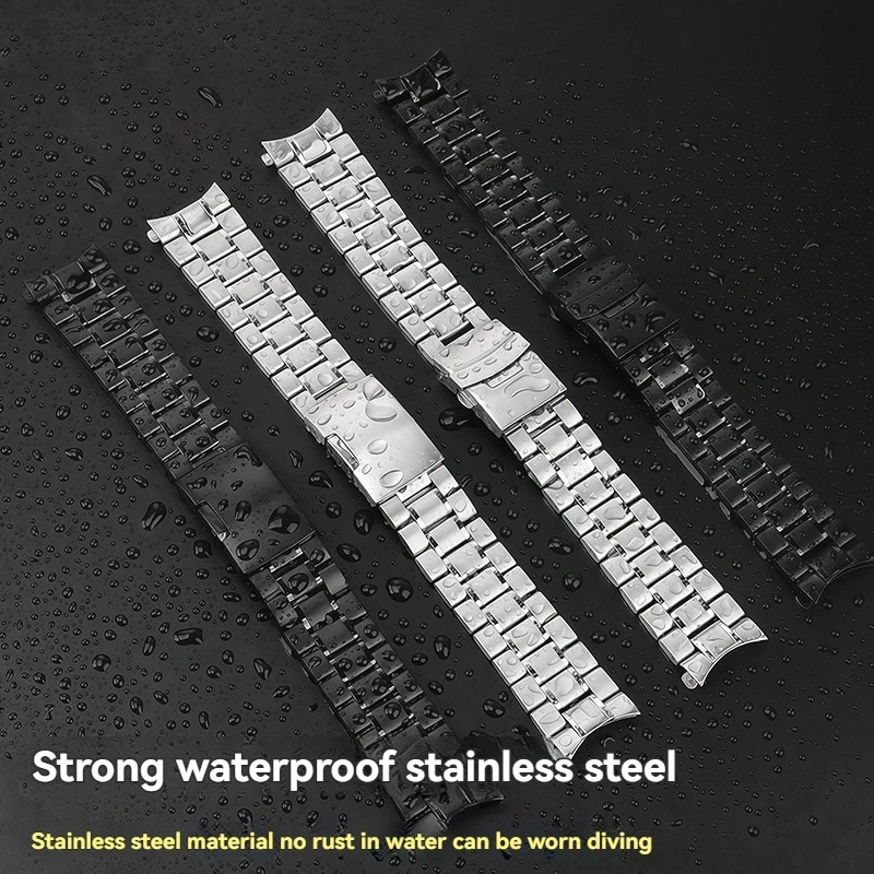 Curved End Stainless Steel Strap For Seiko Citizen Casio watch 18/20mm 22mm 24mm Metal Watchband Watch Chain Bracelet With tools
