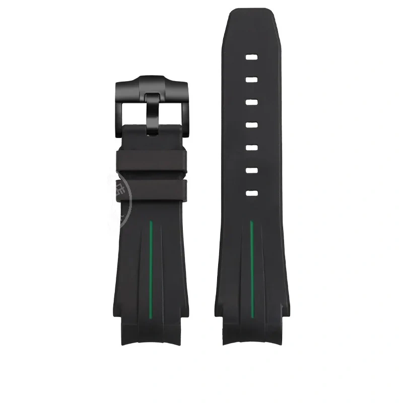 Silicone rubber watch strap 20mm 21mm Convex joint waterproof Black green men watchband For Rolex Yacht master Sea Dweller ANCON