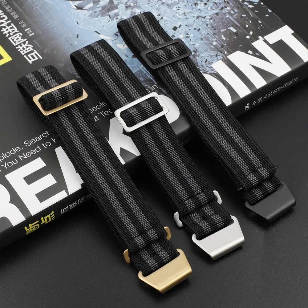 Premium French Troops Parachute Bag Elastic Watch Strap 18mm 20mm 22mm Nylon Watch Bands Universal Smart Watch Fabric Wristband