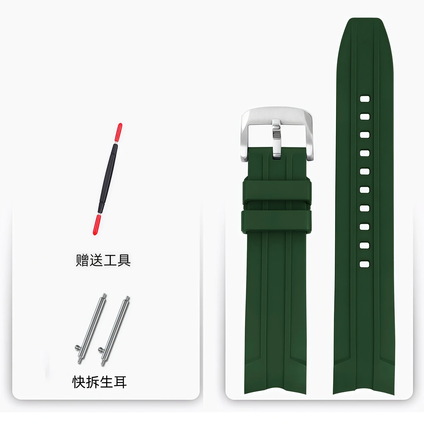 Arc interface Fluorous Rubber Strap For Longines Conquest Hydroconquest L3.781/L3.782/L3.742 watchband Men's Watch accessories