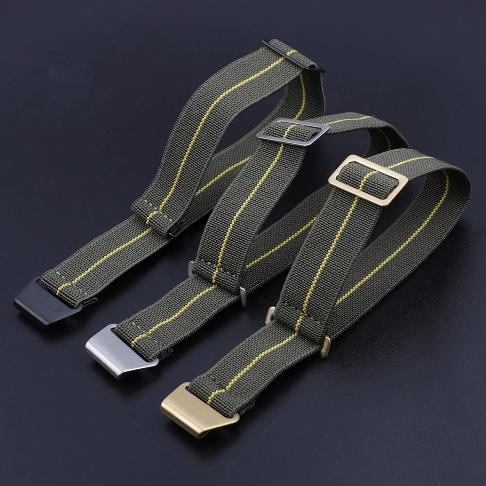 Premium French Troops Parachute Bag Elastic Watch Strap 18mm 20mm 22mm Nylon Watch Bands Universal Smart Watch Fabric Wristband