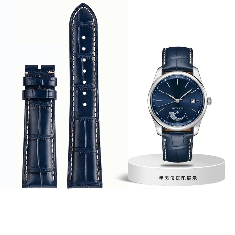 19mm 20mm 21mm Genuine Leather Watchband For Longines L2 L3 L4 Masters COLLECTION Watch men's Cowhide Strap Butterfly buckle
