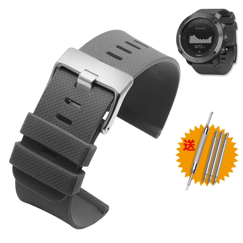 For suunto TRAVERSE series Alpha watch Sports Waterproof Rubber watchband orange 24mm silicone straps Men's watch accessories