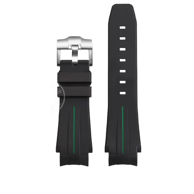 Silicone rubber watch strap 20mm 21mm Convex joint waterproof Black green men watchband For Rolex Yacht master Sea Dweller ANCON
