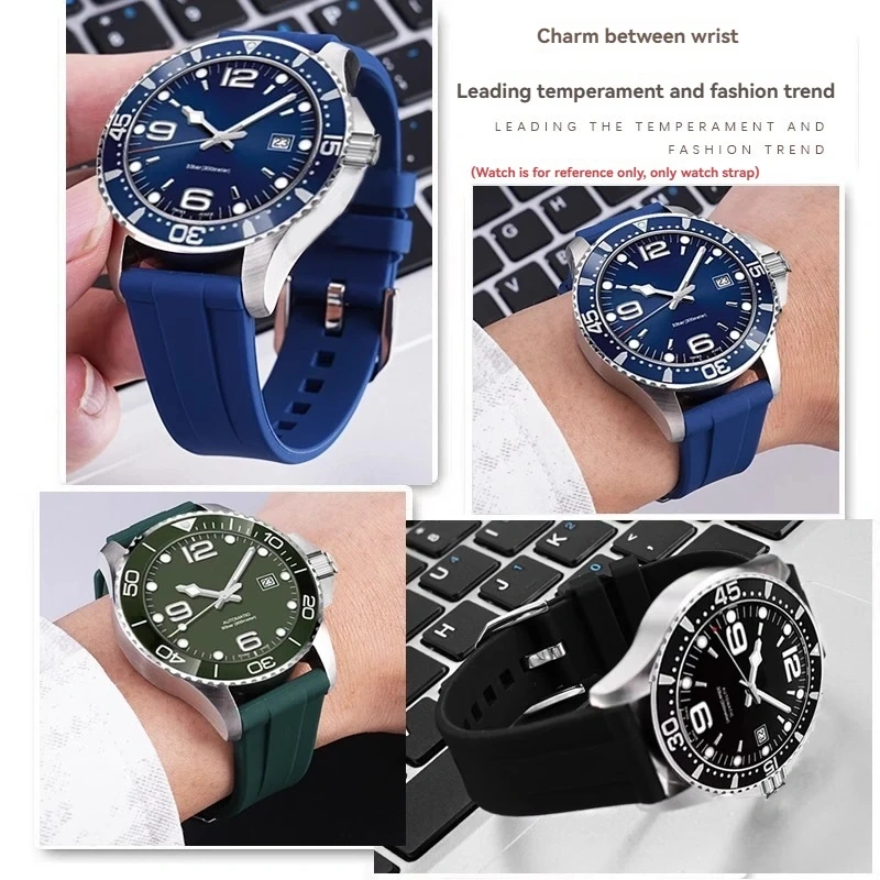 19/20/21/22mm Quick release Rubber Watchband for Longines Conquest HydroConquest L3.781 642 742 782 Sports Diving Silicone Strap