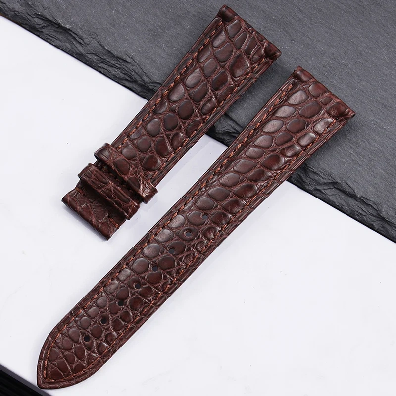 High quality Two-sided Crocodile Skin leather watch strap Butterfly clasp 19mm 20mm 21mm 22mm men metal Watchband soft bracelet