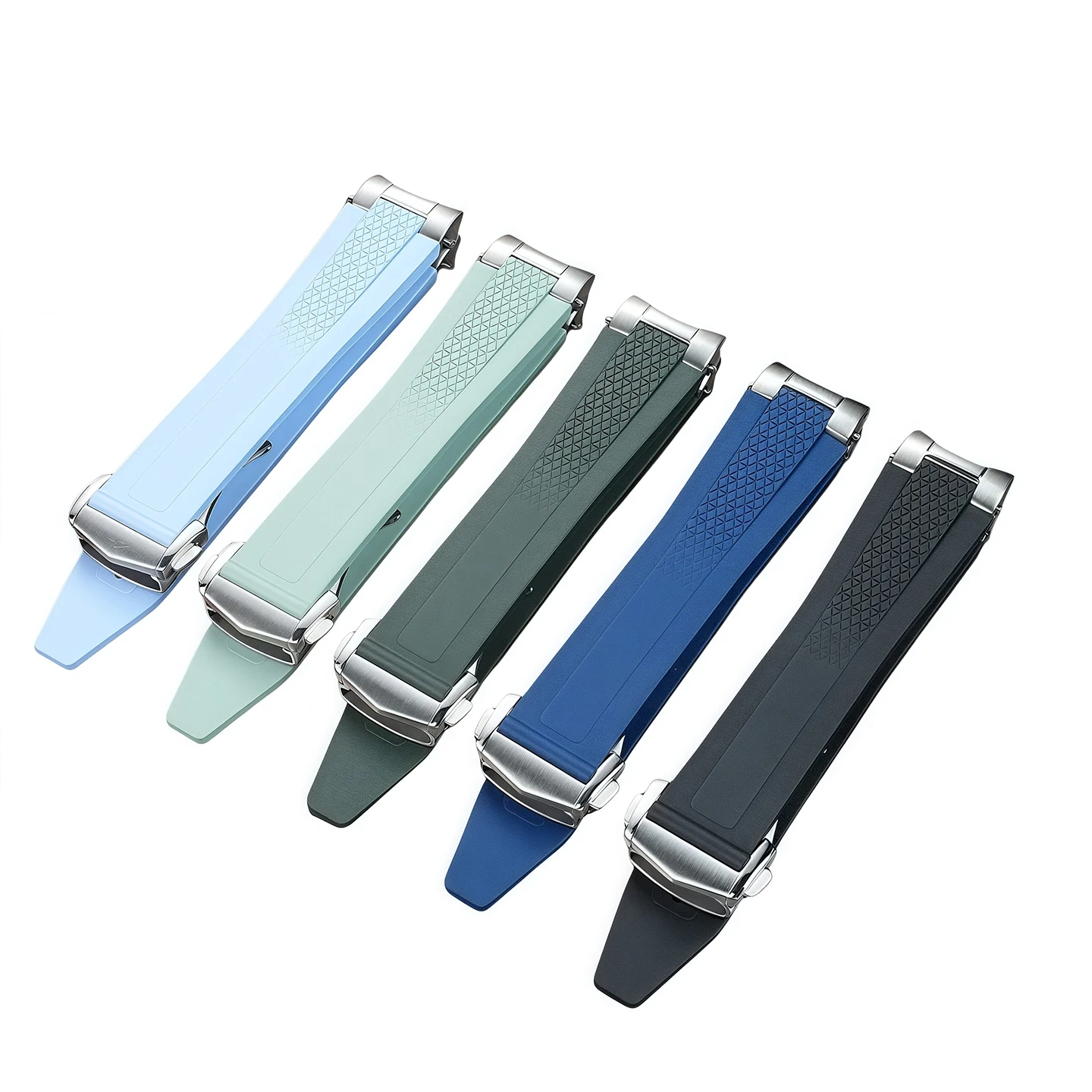 21mm Fluorous Rubber Watchband for Longines hydroconquest L3.781/L3.883.4 Conquest Sports Diving Watch Strap+Metal interface