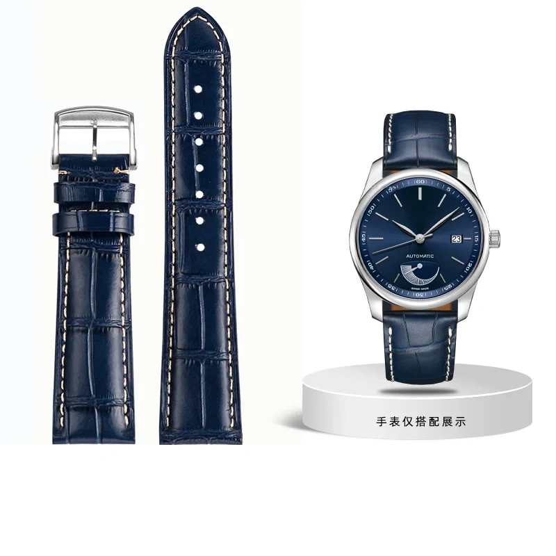 19mm 20mm 21mm Genuine Leather Watchband For Longines L2 L3 L4 Masters COLLECTION Watch men's Cowhide Strap Butterfly buckle