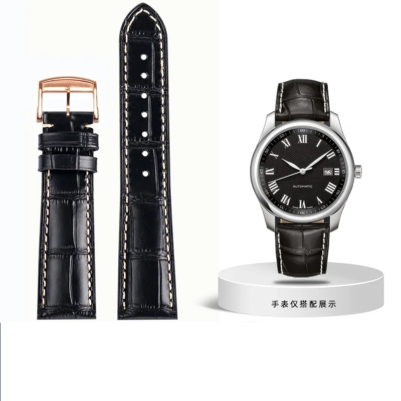 19mm 20mm 21mm Genuine Leather Watchband For Longines L2 L3 L4 Masters COLLECTION Watch men's Cowhide Strap Butterfly buckle