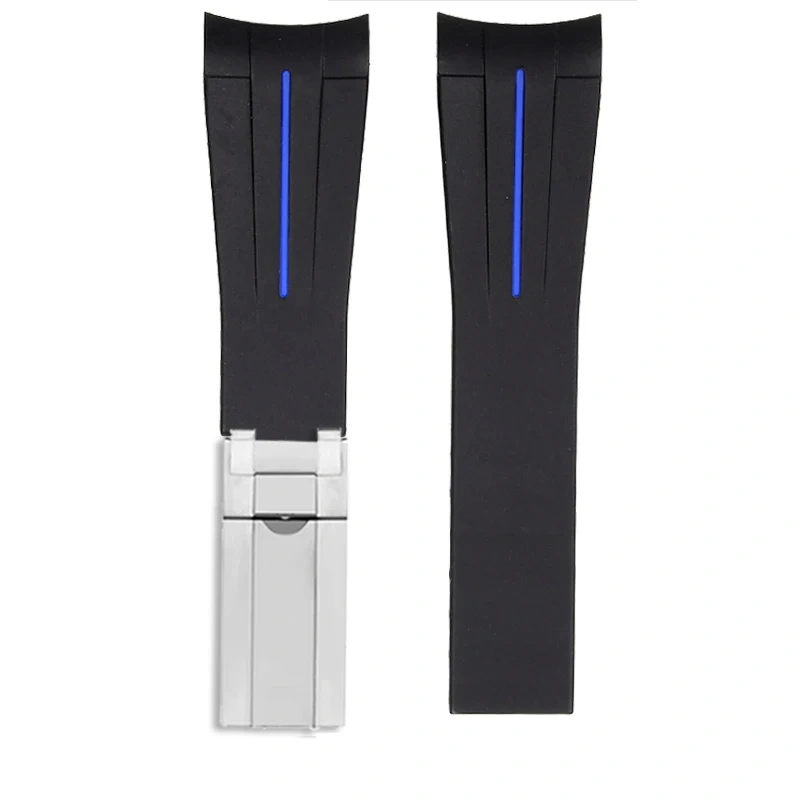 Silicone rubber watch strap 20mm black green blue white brown watchband Mineral watch lens calendar window For Rolex submariner
