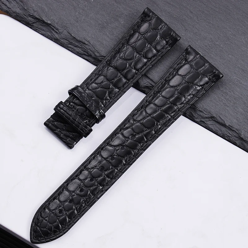 High quality Two-sided Crocodile Skin leather watch strap Butterfly clasp 19mm 20mm 21mm 22mm men metal Watchband soft bracelet