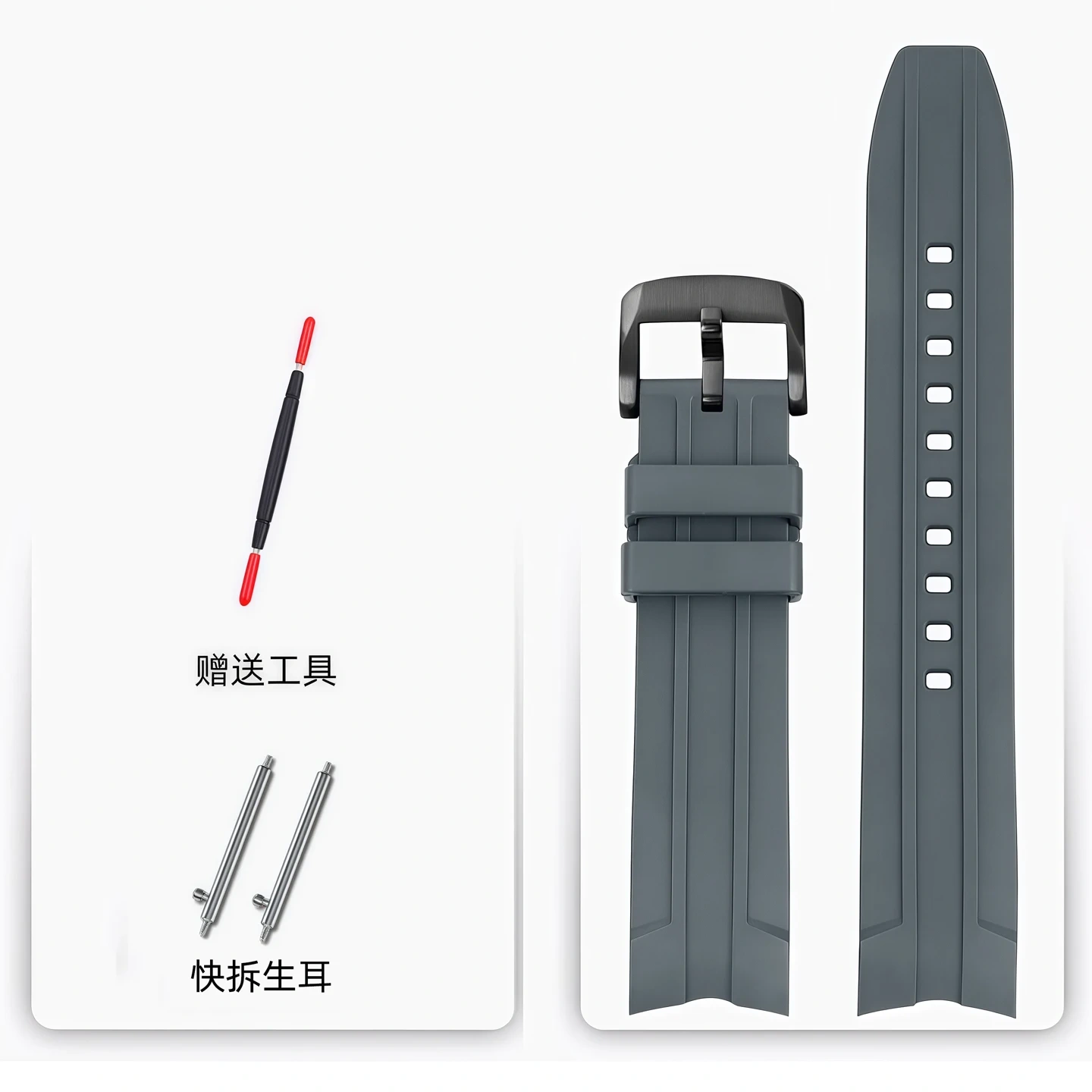 Arc interface Fluorous Rubber Strap For Longines Conquest Hydroconquest L3.781/L3.782/L3.742 watchband Men's Watch accessories