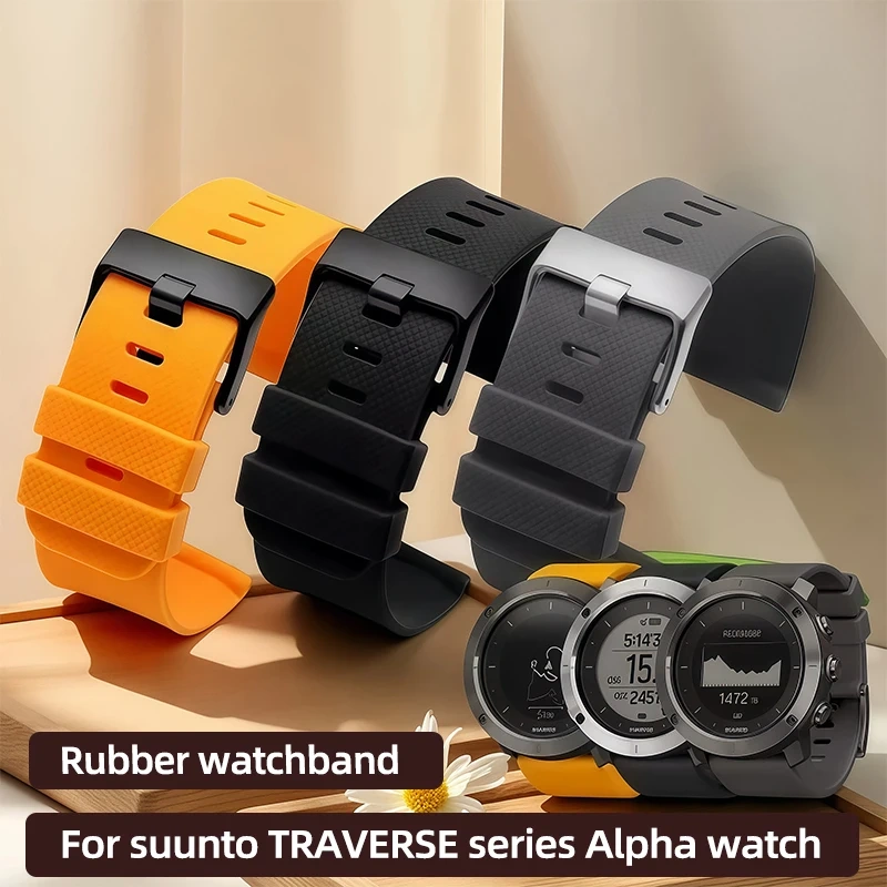 For suunto TRAVERSE series Alpha watch Sports Waterproof Rubber watchband orange 24mm silicone straps Men's watch accessories