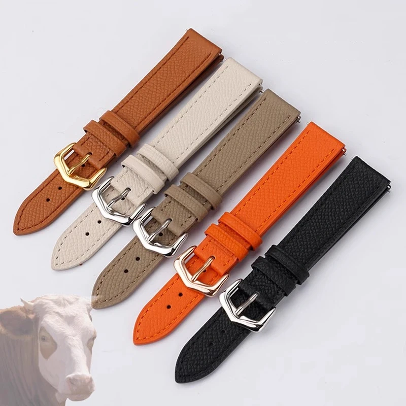 Cowhide watch strap for Cartier Tank SOLO London Clé de 14 16 18 20mm black brown white gray men women's watchband quick release