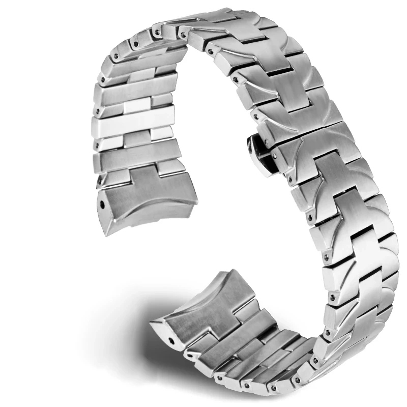 Stainless steel watch strap for Panerai Luminor PAM441 PAM111 Series 22mm 24mm Arc interface solid Metal silver black watchband