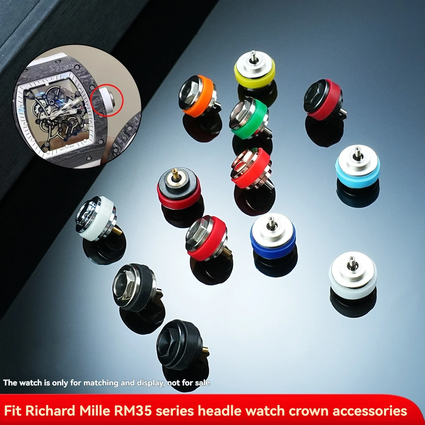 9.5x1.4mm waterproof rubber copper RM watch crown For Richard Mile watch RM35 series replacement Aftermarket parts Adjust time