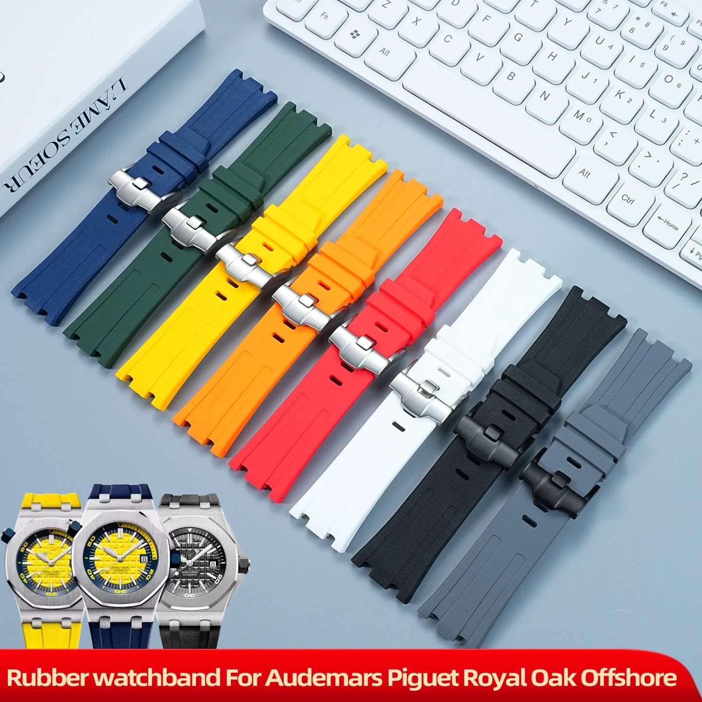For AP Audemars Piguet Royal Oak Offshore Watch Band, Silicone Rubber Strap 42mm Dial 15703 15710 26470 0607 Series Pin buckle