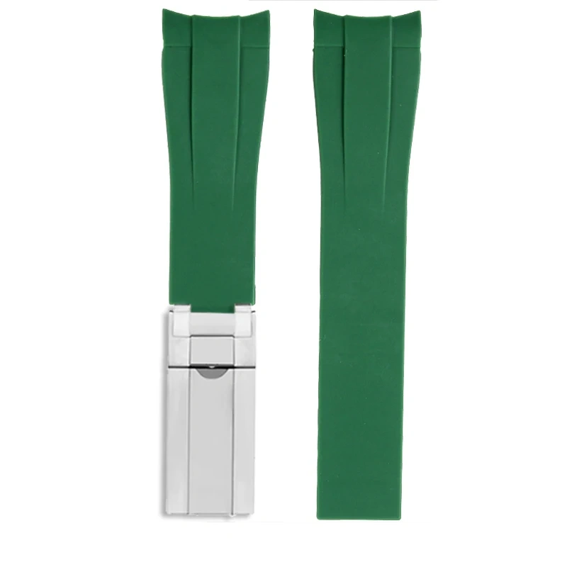 Silicone rubber watch strap 20mm black green blue white brown watchband Mineral watch lens calendar window For Rolex submariner
