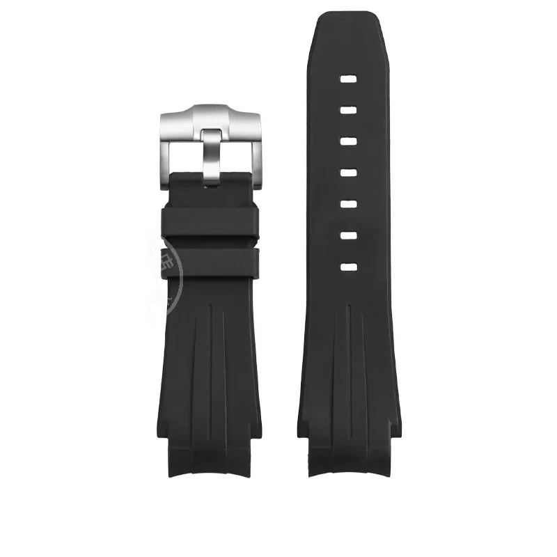 Silicone rubber watch strap 20mm 21mm Convex joint waterproof Black green men watchband For Rolex Yacht master Sea Dweller ANCON