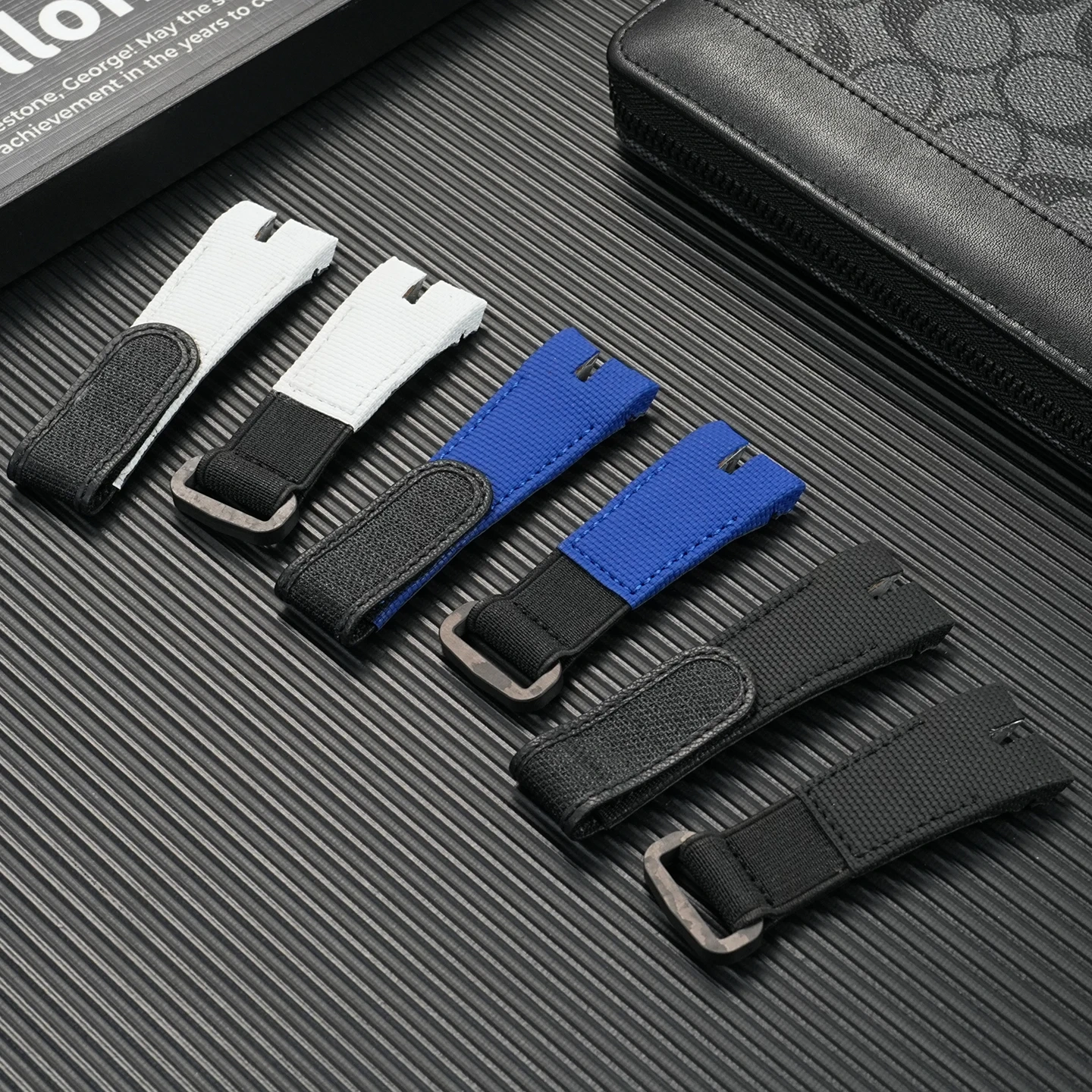 For Roger Dubuis watch Strap Men's cowhide King Series EXCALIBUR Notched Watchband Fluorine rubber nylon texture strap
