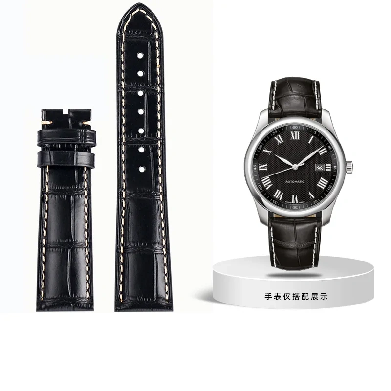 19mm 20mm 21mm Genuine Leather Watchband For Longines L2 L3 L4 Masters COLLECTION Watch men's Cowhide Strap Butterfly buckle