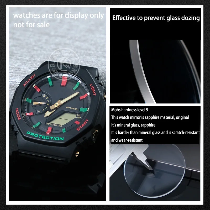 Watch lens Mineral/sapphire Crystal glass high transparent red light Blue watch mirror For Casio GA2100 GAB2100 GA-2100 GA-B2100