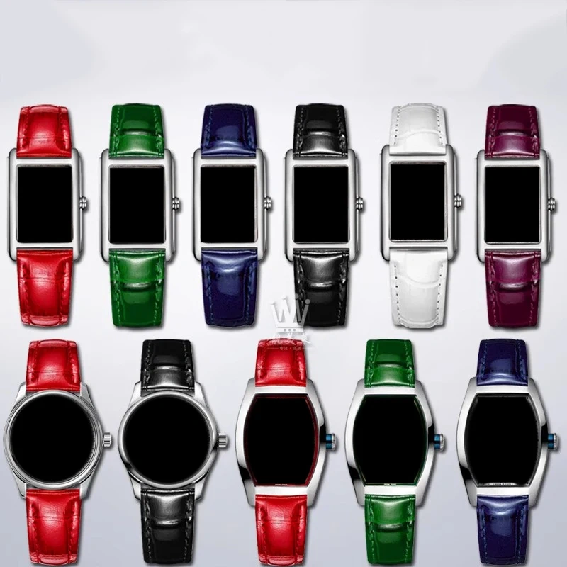 Cowhide lea/ther watch strap 14mm 15mm 16mm 17mm 18mm 20mm black red green blue white purple women watchband chain For Longines