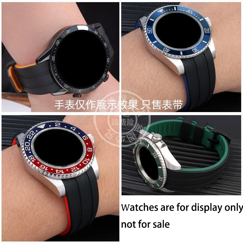 20 22Arc interface Universal Silicone rubber strap black orange red blue watchband For Rolex submariner Seiko NO.5 CASIO Citizen
