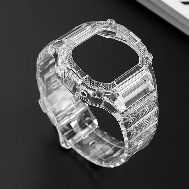 Jelly transparent watch strap set All-in-one tool free black red blue plain Watch band set For CASIO G-SHOCK series DW5600/5610