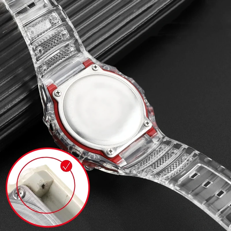 Jelly transparent watch strap set All-in-one tool free black red blue plain Watch band set For CASIO G-SHOCK series DW5600/5610